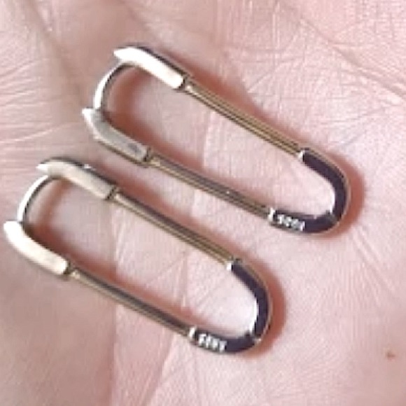 STERLING SILVER SAFETY PIN EARRINGS - Picture 3 of 7